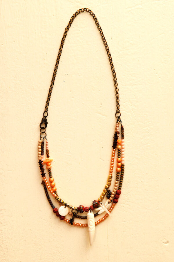 Mina's handmade three lined short necklace