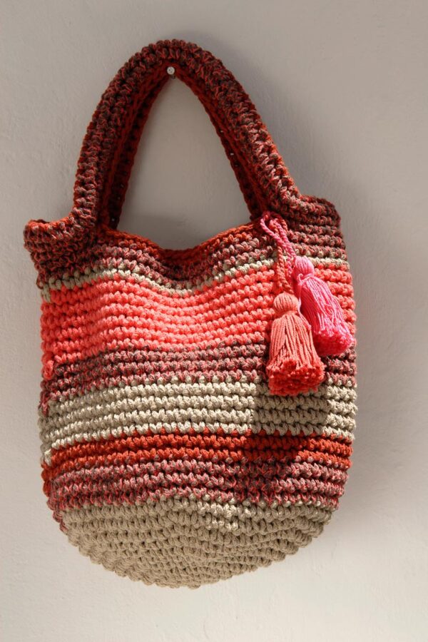Mina's handmade striped croshet basket bag