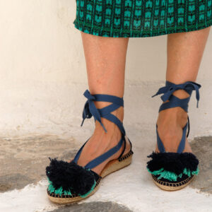 Wearing Naguisa pom pom espadrilles