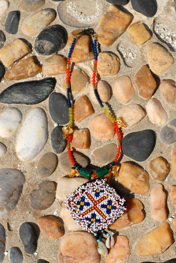 Mina's handmade ethnic metallion kuchi necklace