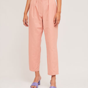 Model wearing pink cotton pants