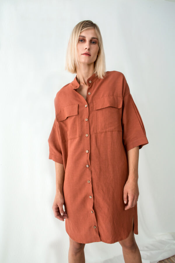 Wearing Ofilia's shirt dress