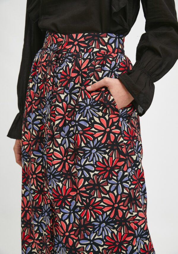 Close up photo, model wearing viscose midi skirt