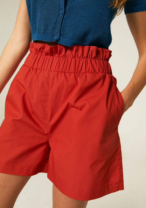 Close up photo, model is wearing ceramic high rise shorts